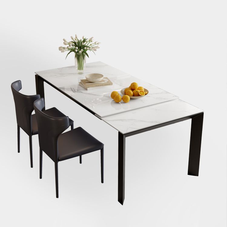 Modern Style 1/3/4/5 Pieces Dining Table Rectangle Stone Extendable Furniture in White