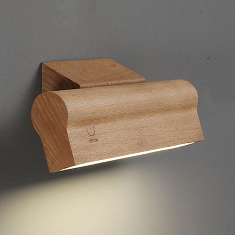 Nordic Style Wall Sconce Strip Shape LED Wall Light with Wood for Living Room