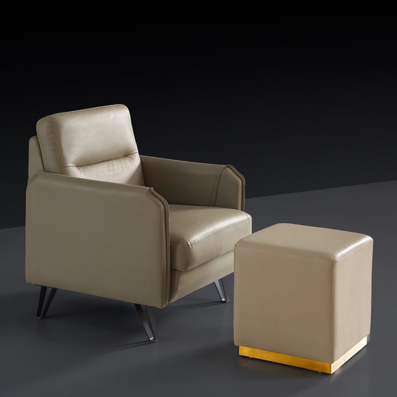 Gorgeous Square Ottoman Pure Color Genuine Leather Water Resistant Footstool Ottoman