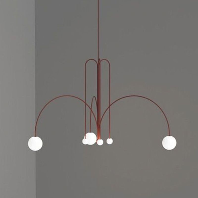 Postmodern Unique 6 Head Chandelier Lighting Fixture Red Chandelier Light for Sitting Room