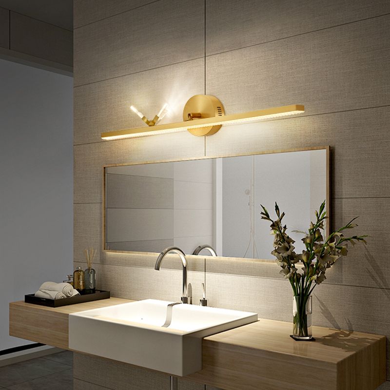 Modern Copper Linear Wall Mount Light Fixture 1-Light Wall Lamp for Bathroom