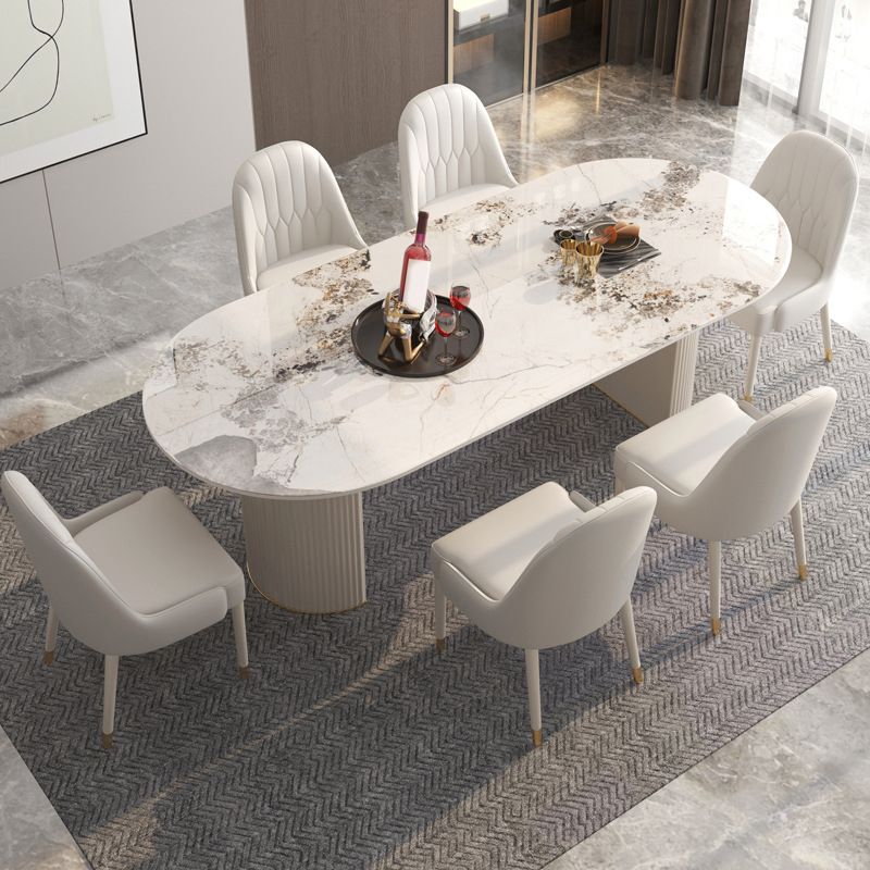 Glam Style Sintered Stone Dining Set Oval 1/3/4/5/7 Pieces Dining Set
