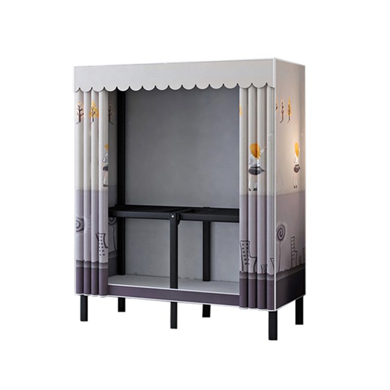 Black Steel Frame Wardrobe Contemporary Folding Wardrobe Armoire