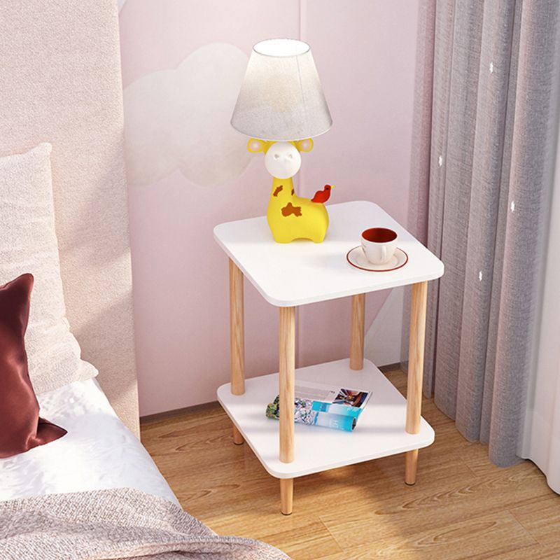 Wood 4 Legs End Table Modern Side End Snack Table for Living Room