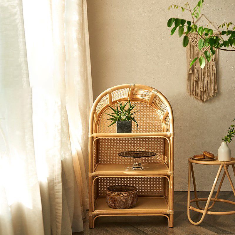 Modern Closed Back Natural Shelf Bookcase Bamboo Shelves Included Shelf for Bedroom