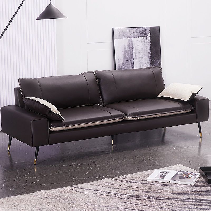 31.4"H Faux Leather Solid Color Square Arm Sofa for Living Room