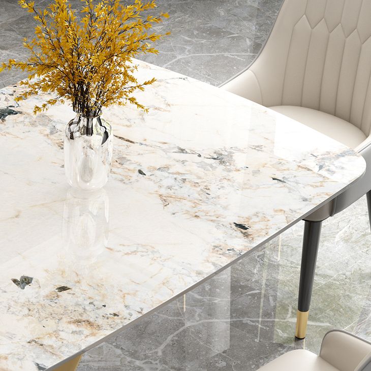 Conjunto de comedor de forma rectangular contemporánea muebles de mesa de comedor de piedra sinterizada para restaurante