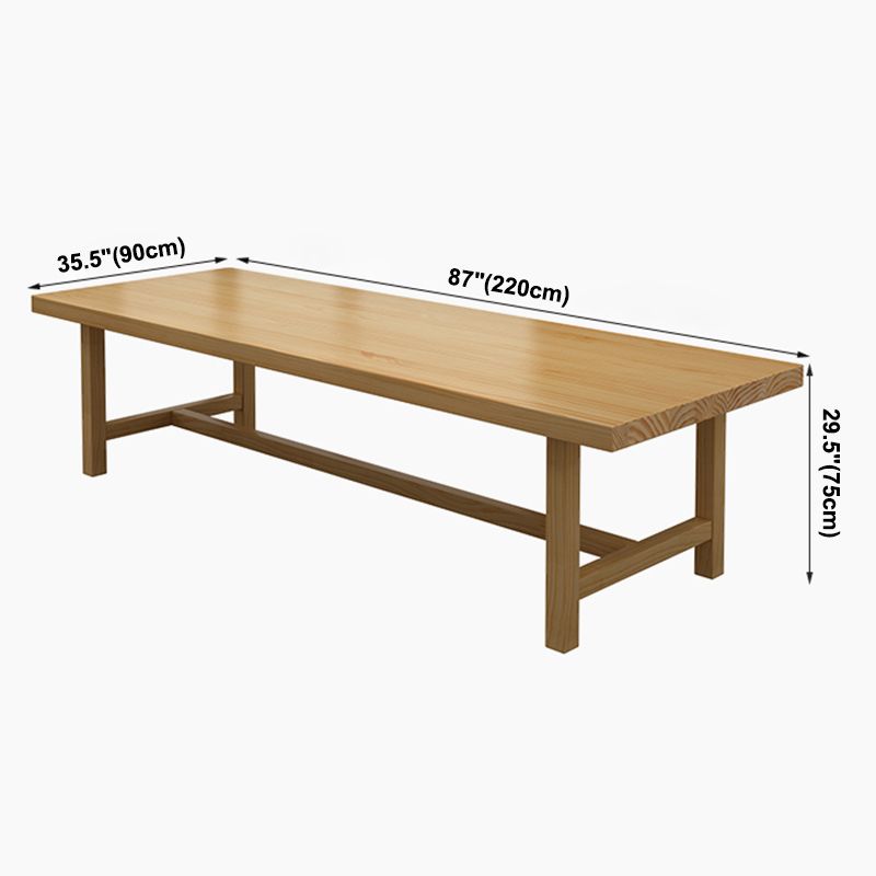 Mesa de comedor informal rectangular, mesa con base de caballete de Color madera, madera maciza de pino