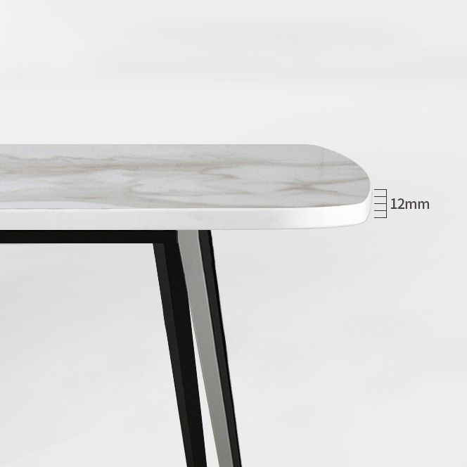 Contemporary Rectangle Table Steel Base Dining Table with 4 Legs