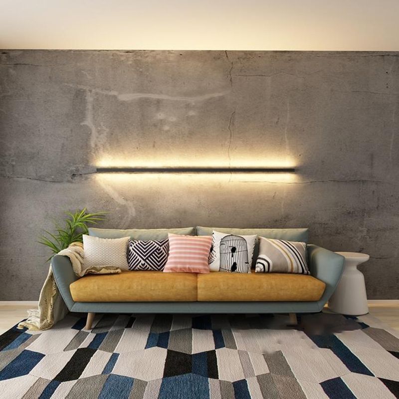 Linear Shape Metal Wall Light Modern 1-Light Wall Mount Lighting in Black