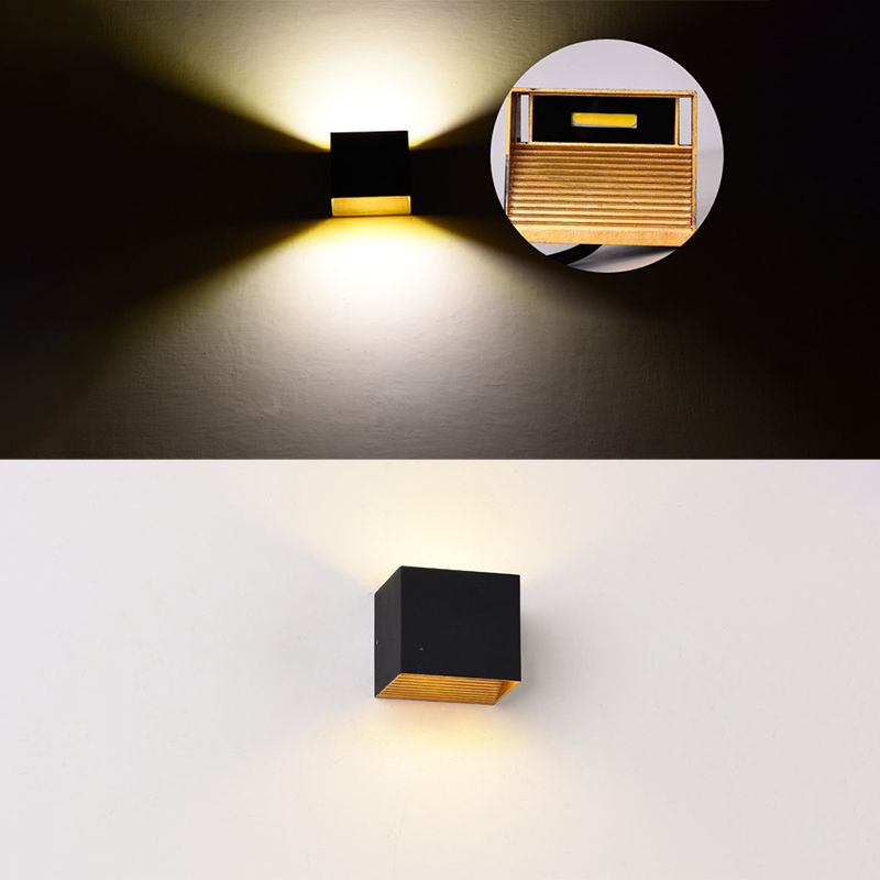 Outdoor Cube Shade LED Wall Lamp 1-Light Modern Aluminum Wall Mounted Light