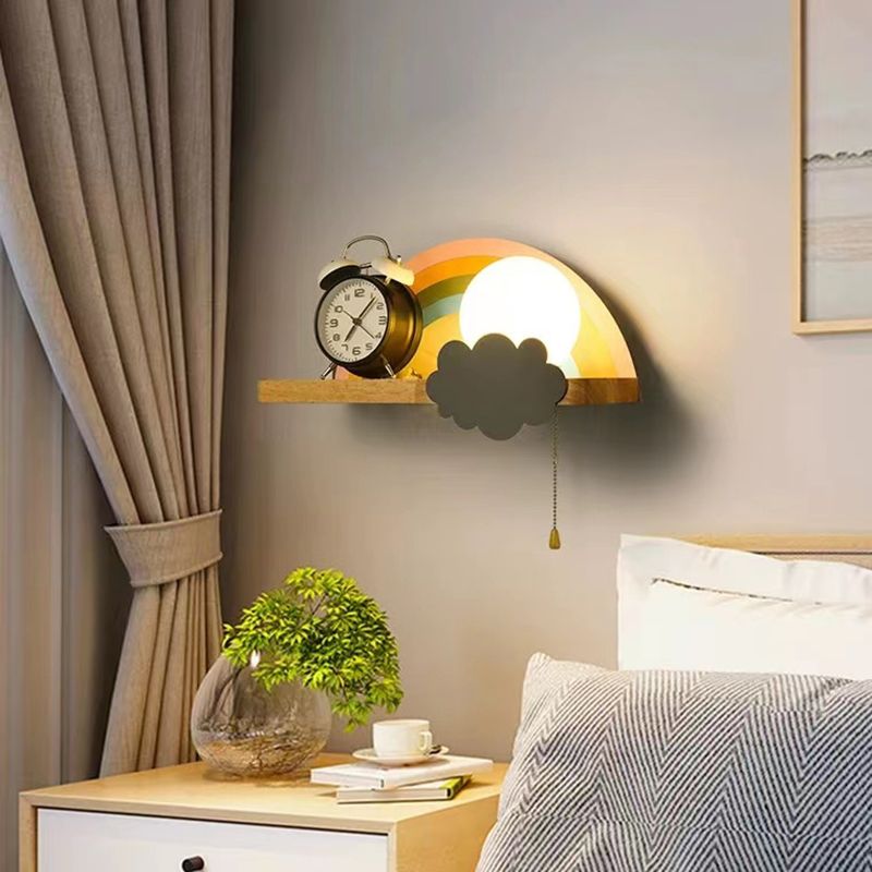 Modern Style Wooden Wall Light Fixture Creative Wall Light Sconce for Child's Room