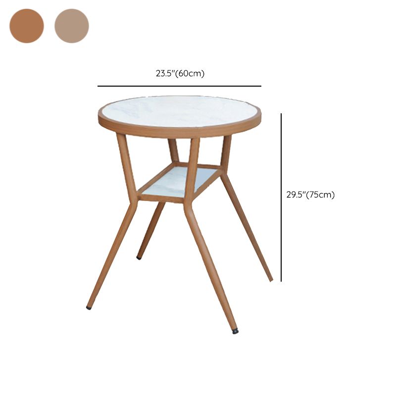 Faux Wooden Dining Table Set with Rattan Chairs for Outdoors