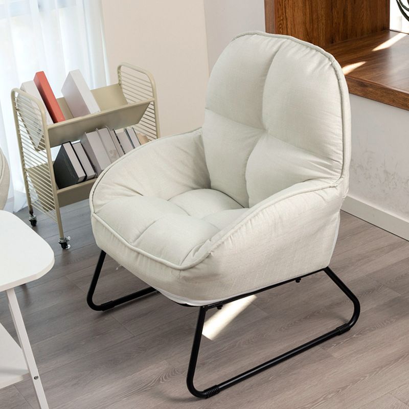 Linen 23.62"Wide Flared Arms Chair with Sled Based and Biscuit Back