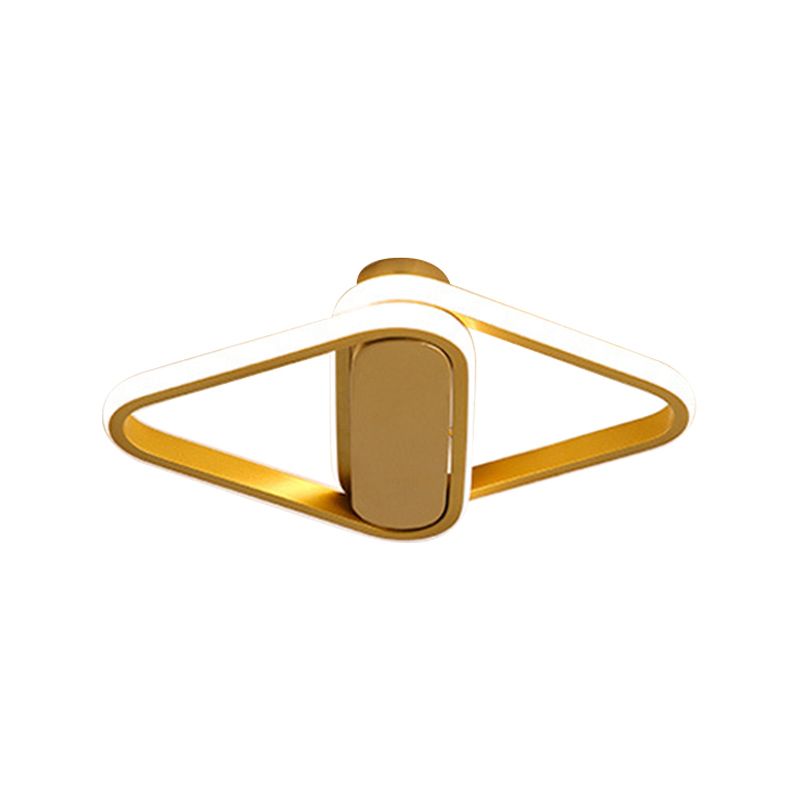 Gold Finish Double Triangle Flush Mount Lamp Simple LED Acrylic Flushmount Lighting