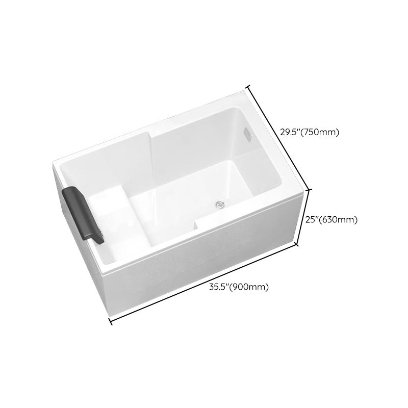 Modern Acrylic Rectangular Tub Soaking 24.8-inch Tall Bath Tub in White
