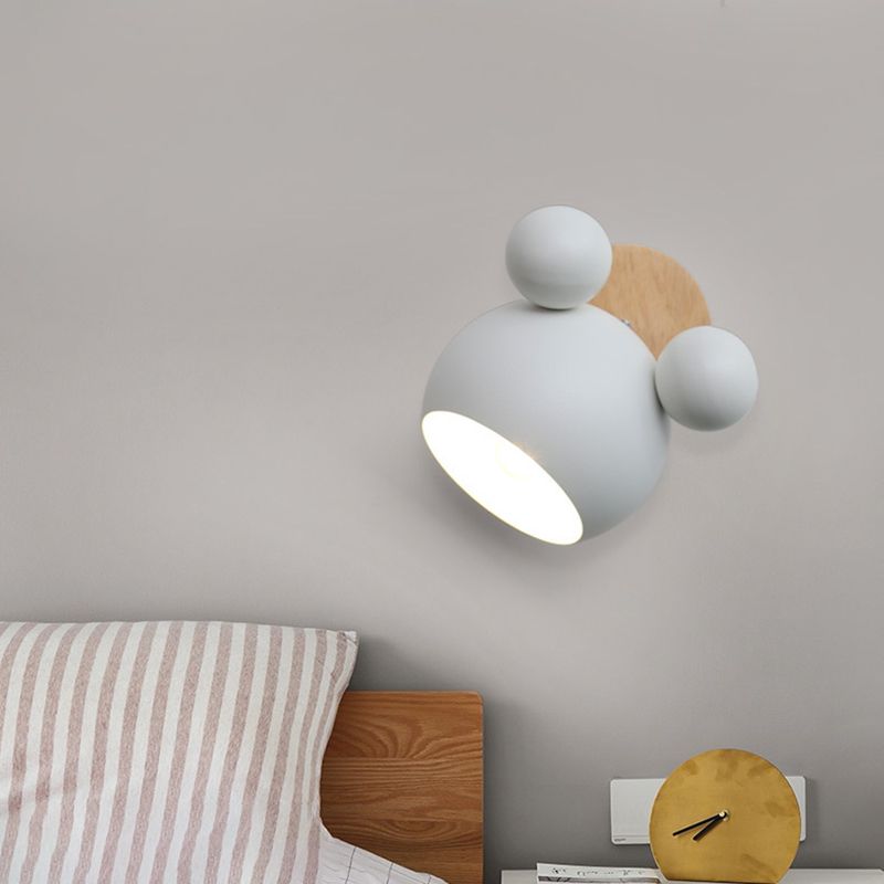 Lámpara de montaje de pared metálica de pared con copa de dibujos animados para dormitorio