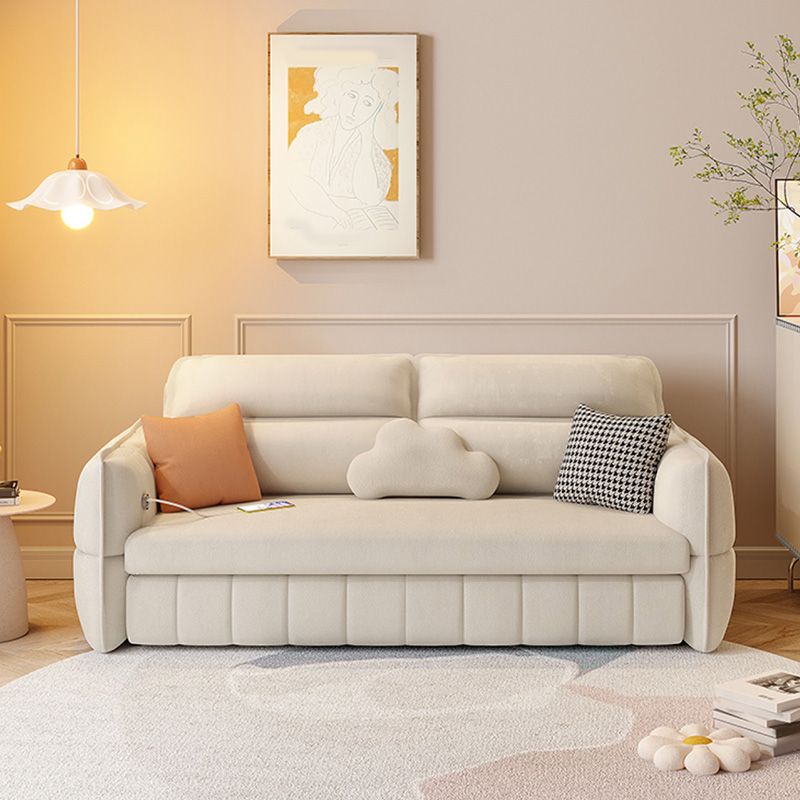 33.85" Tall Round Arms Sleeper Nordic Styled Fabric Sleeper Sofa Bed in Beige