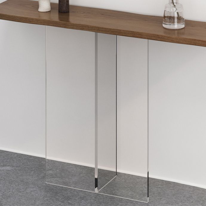 Solid Wood Rectangle Accent Table 31.5-inch Tall End Table with Acrylic Leg