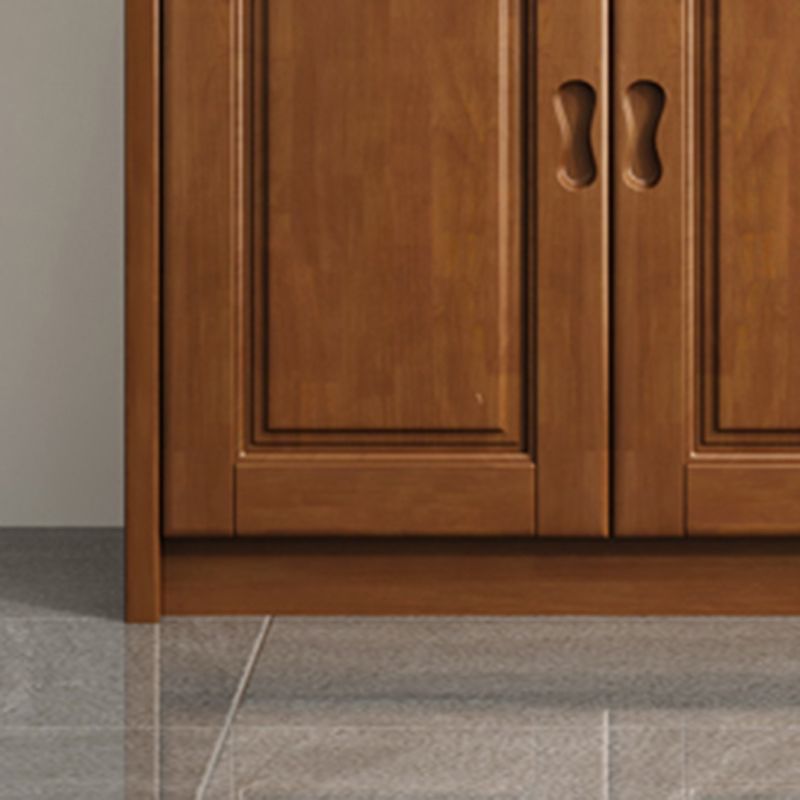 Modern Rectangle Accent Cabinet Wood Grooves Side Cabinet with Drawer