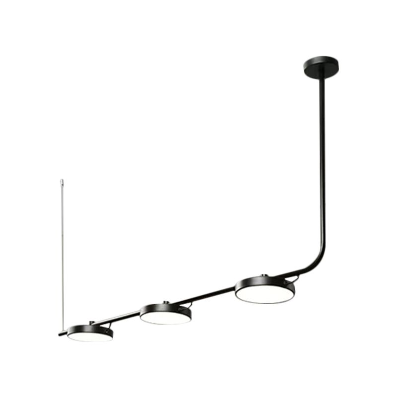 Moderno lampadario semplice/nero semplice con tonalità di tamburo 2/3 luci in metallo l'illuminazione per sala da pranzo