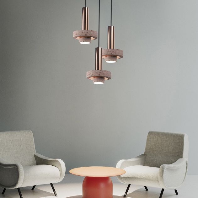 Luce cilindrica a sospensione cilindrica di pietra Light a 1 luce moderna di ciondolo commerciale a sospensione