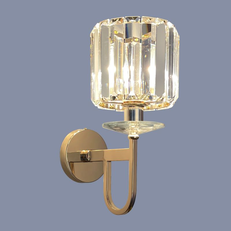 Modern Style Crystal Wall Light Geometric Wall Sconce in Gold for Living Room