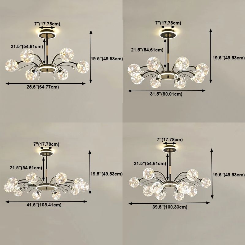 Contemporary Glass Pendant Light Spherical Hanging Light Kit for Living Room