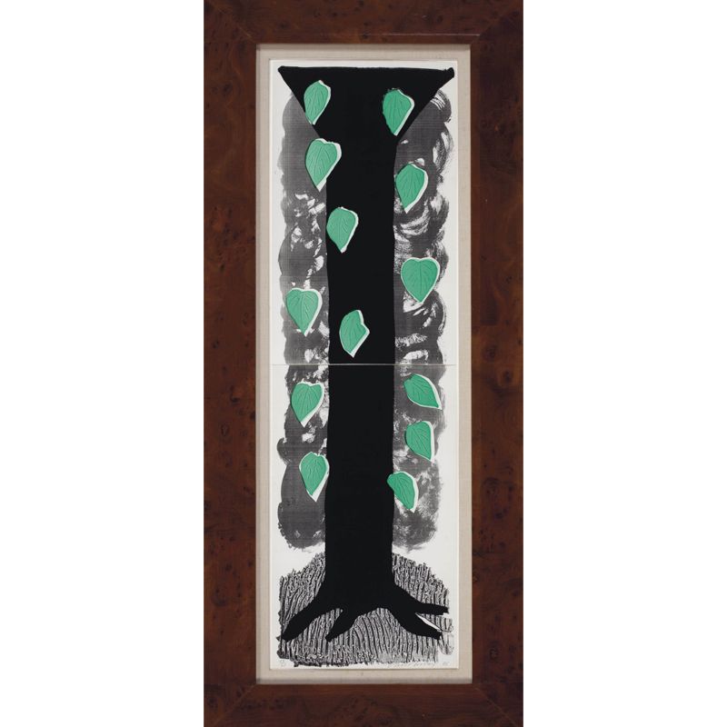 Black-Green Falling Leaves Mural Decal Moisture Resistant Wall Art for Living Room