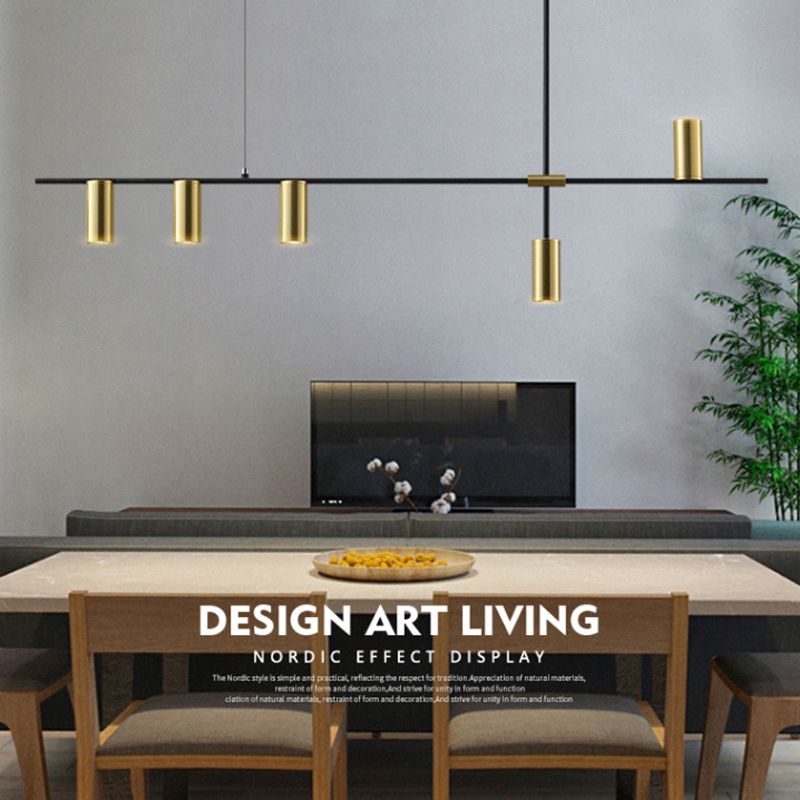 Lámpara de múltiples lámparas de lámparas de isla de cilindro moderna lámpara colgante con sombra de metal
