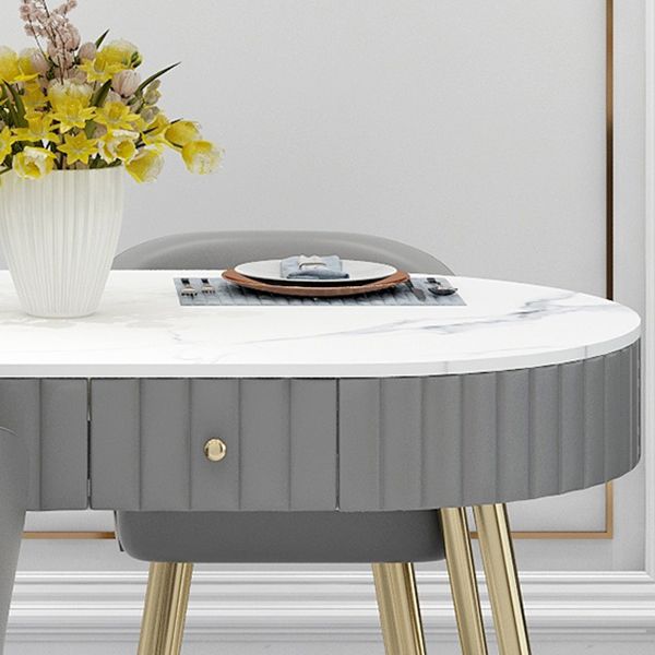 4/5 Pieces Oval White Sintered Stone Top Dining Set for Home