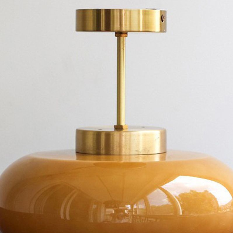 Modern Ceiling Light Orange Ceiling Mount Light with Glass Shade for Bedroom