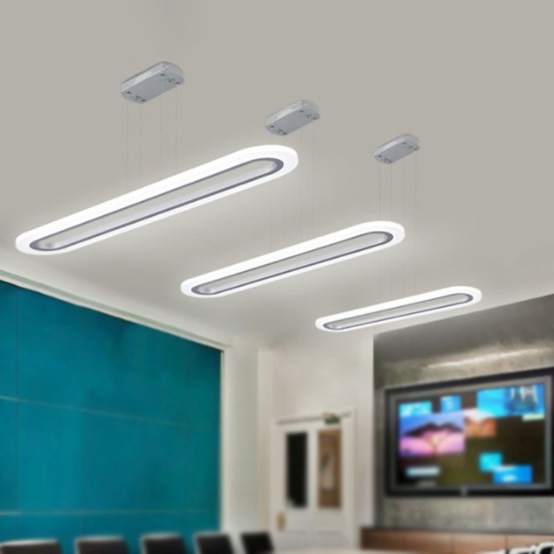 Ovale Office Plafond Light Acrylique 31,5 "/ 39" LED Modernisme LED Pendentif en lumière chaude / blanc / naturel