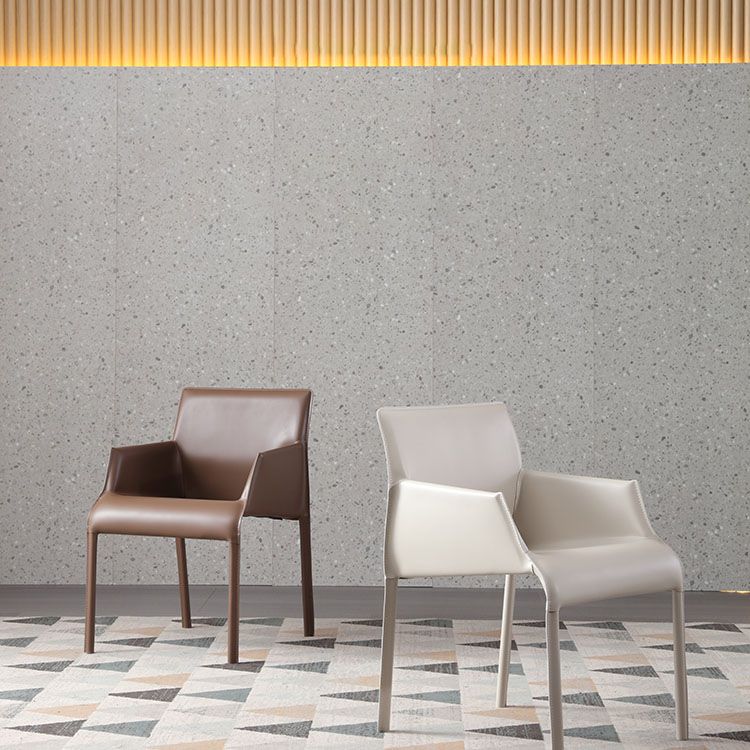 Contemporary Leather Dining Chair Upholstered Arm Chair for Restaurant Use