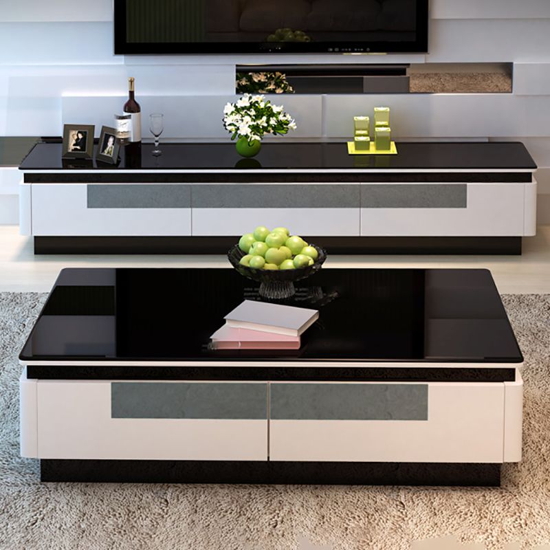 Glass TV Media Console Glam Media Console TV Stand with 3 Drawers