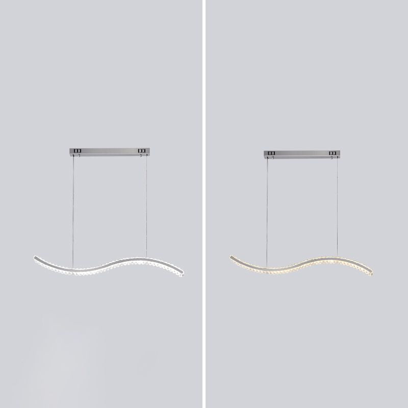 K9 Crystal Wavy Lighting a sospensione Simplicità Luce del soffitto dell'isola a LED per sala da pranzo
