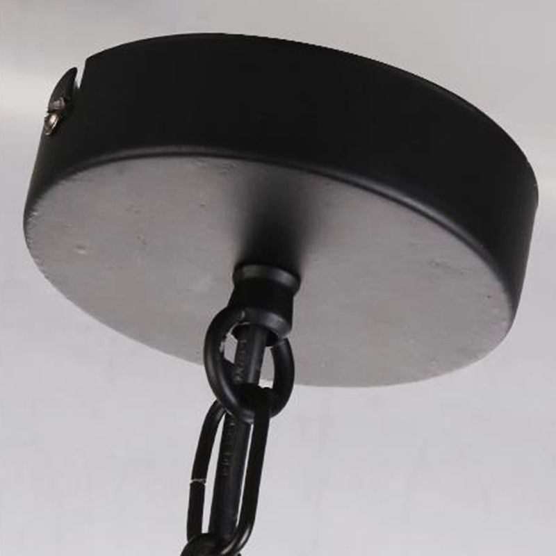 Globe en verre transparent lustre Light traditionnel 3 éclairage pendentif de salon léger en noir