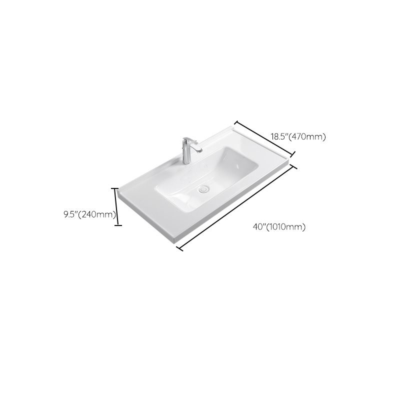 Contemporary Bathroom Sink Rectangular Porcelain Drop-in Bathroom Sink with Pop-Up Drain