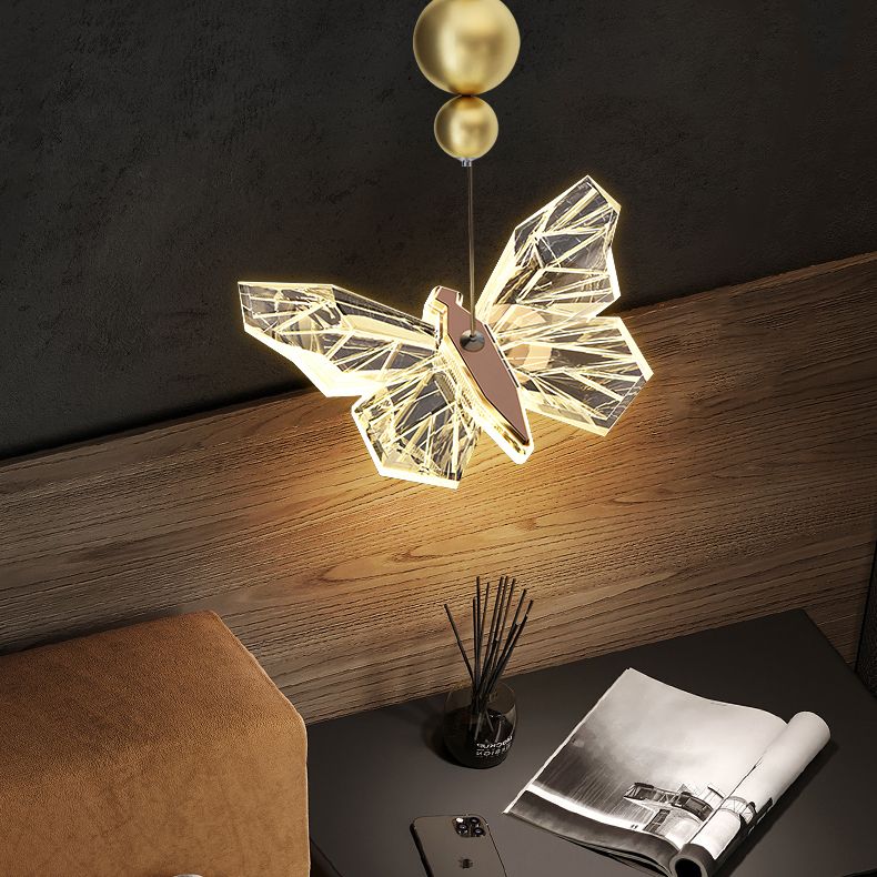 Gold Acrylic Down Lighting Pendant Contemporary 1-Light Ceiling Light for Bedroom