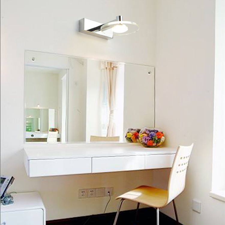 Translucent Crystal Vanity Light Sconce 1 Light Circle Vanity Vanity Lamp for Bathroom