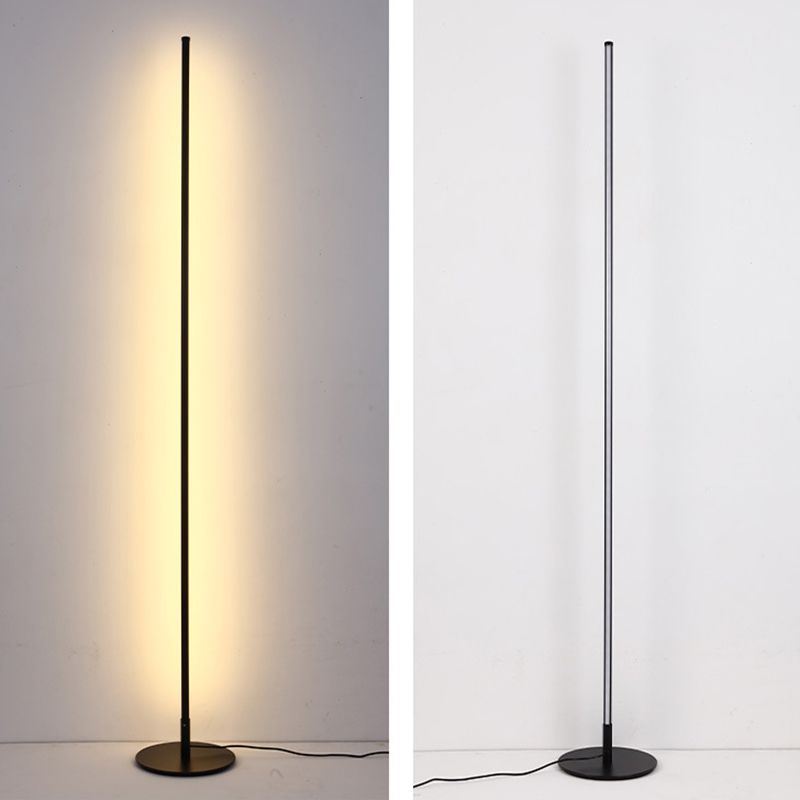 Simple Linear Floor Lamp Metallic Bedroom LED Standing Lamp Fixture