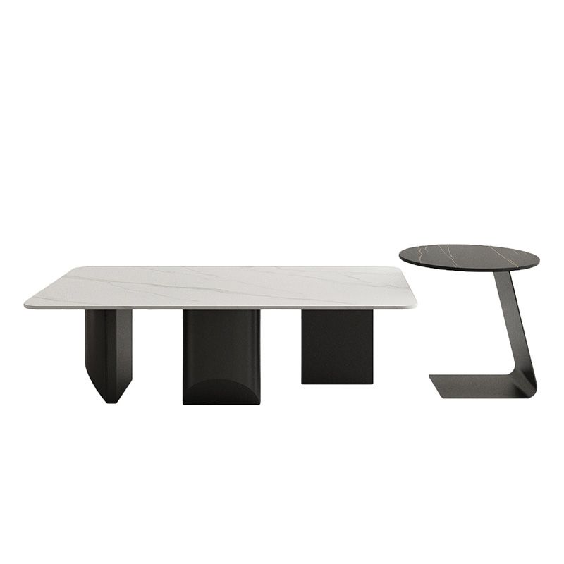 Slate Rectangular Coffee Table Metal Legs Coffee Cocktail Table