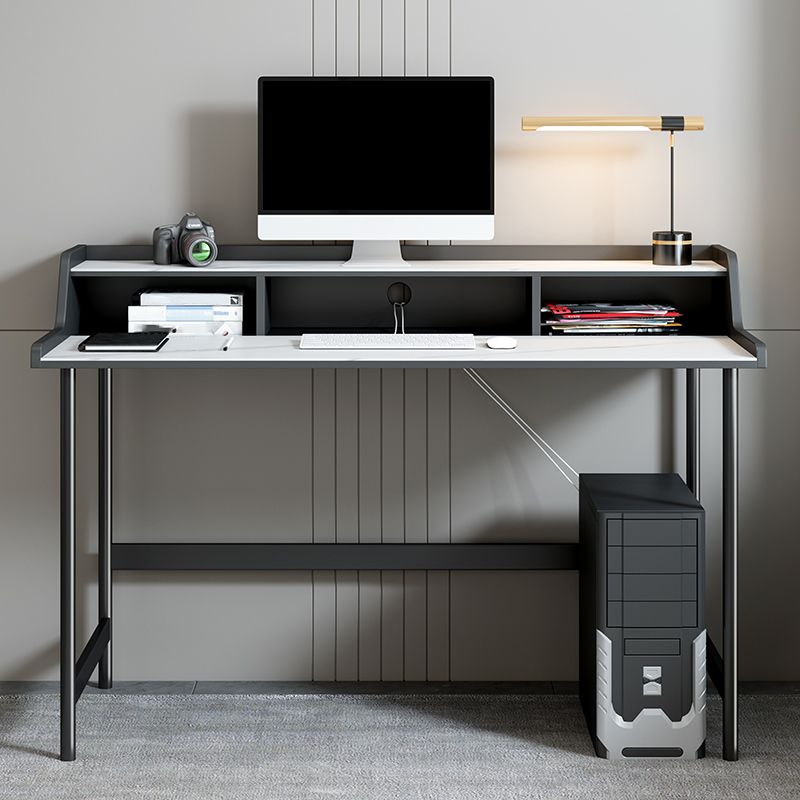 Modern Style Black Office Task Desk Rectangular Shape Writing Desk wit