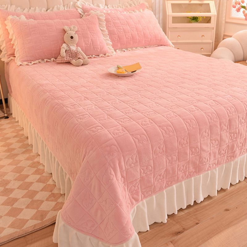 Flannel Bed Sheet Set Breathable Pure Color Fade Resistant Soft Bed Sheet