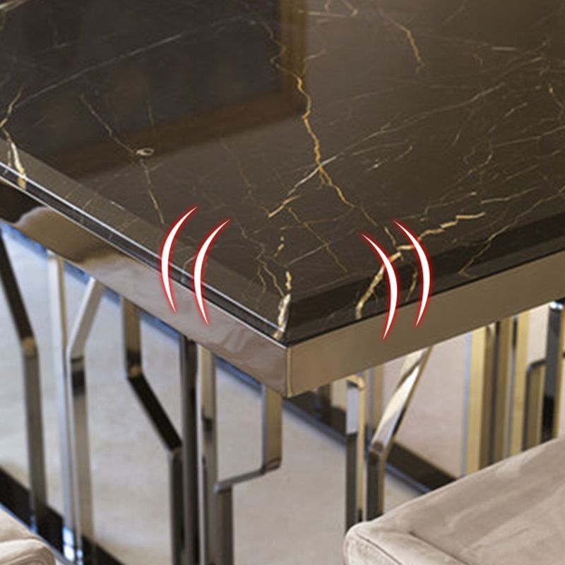 Luxury Style Marble Dining Table Single Pedestal Base Rectangle Table for Home