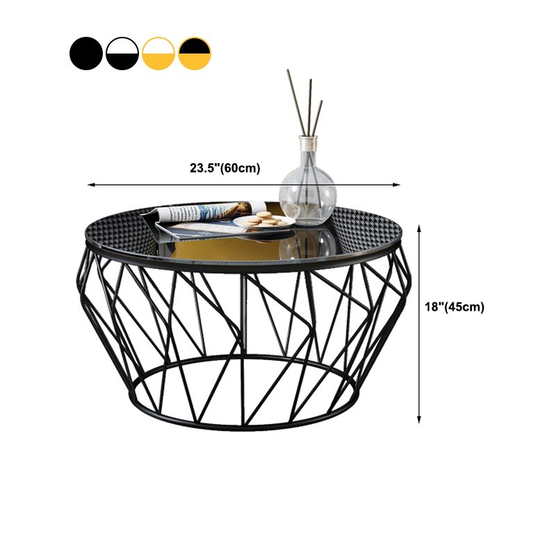 Frame Modern Simple Cocktail Table Round Glass Top Coffee Table - 17.72" H