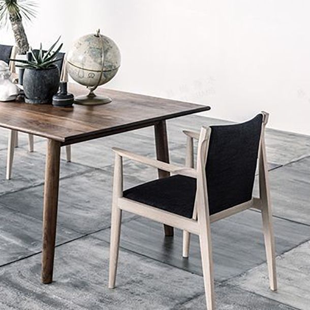 Rectangle Modern Dining Table Solid Wood Fixed Table for Restaurant
