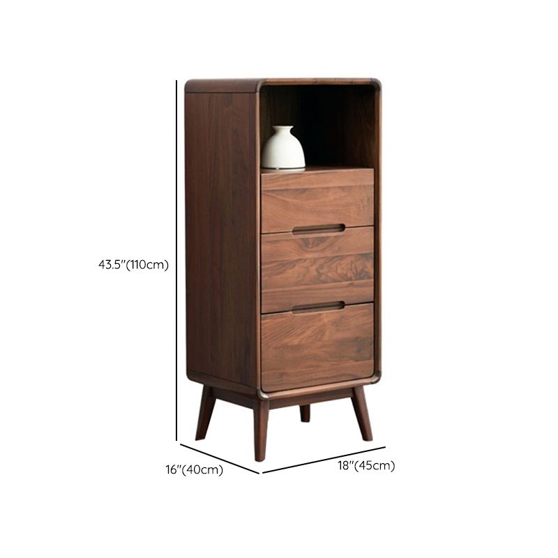 Modern Living Room Curio Cabinet Solid Wood with Open Storage