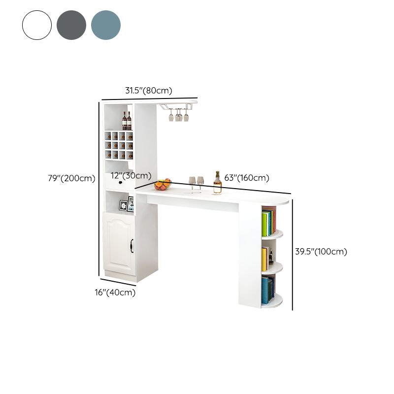 Modern Rectangle Wood Counter Table 3 Pieces Bar Table Set for Living Room