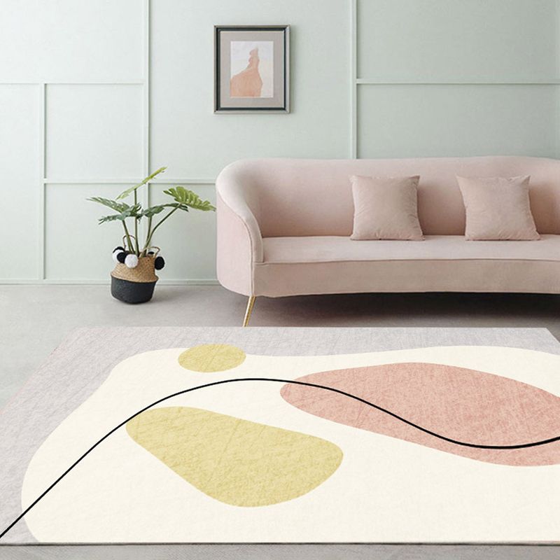 Nordic Rug Beige Polyester Carpet Stain Resistant Rug for Living Room